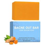 Jabón limpiador para el acné corporal, pastilla limpiadora profunda para los poros con cúrcuma, vitamina C y alfa-arbutina, tratamiento para el acné corporal en espalda, pecho y hombros