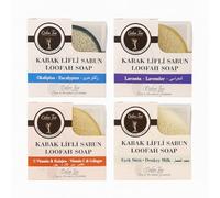 Jabón natural con fibras de calabaza, 4 jabones con leche de burra, lavanda, eucalipto y vitamina C con colágeno, hidratante y acondicionador de la piel, 100% natural y hecho a mano