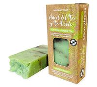 Jabón Natural de Arbol de Té - Jabon de Manos, Cuerpo, y Cara Antibacteriano y Fungicida, Pastilla Sólida Ecológica y Artesanal, Vegano y Sin Aceite de Palma (100 g)