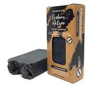 Jabón Natural de Carbón Activo - Jabon de Manos, Cuerpo, y Cara Limpiador Piel Grasa, Pastilla Sólida Ecológica y Artesanal, Fabricado en España, Vegano y Sin Aceite de Palma (100 g)