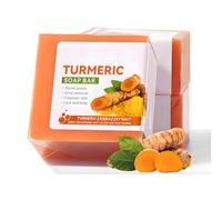 Jabón natural de cúrcuma, jabón artesanal puro de cúrcuma para rostro y cuerpo, corrector para eliminar acné, puntos negros y manchas oscuras, hidratante para borrar líneas de expresión, reafirmante