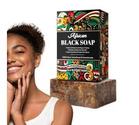 Jabón Negro Africano - 100g Antibacteriano Cuerpo Rostro | Auténtico Orgánico Crudo - Barra Limpiadora Con De Karité Antienvejecimiento Puro Natural Lavado