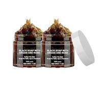 Jabón Negro de Ducha, Jabón Negro de Argán y Rosa, Jabón Exfoliante Marroquí para Todo Tipo de Piel, Todo Natural, Limpiador, Exfoliante