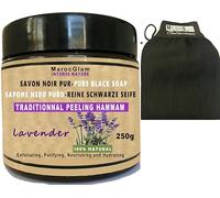 Jabón negro exfoliante 250 g + guante de exfoliación ofrecido con aceite de oliva y aceite esencial de lavanda; 100% NATURAL Hammam y Spa: piel suave e hidratada MARRUECOS GLAM