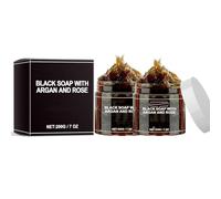 Jabón Negro Limpiador de Baño Marroquí con Aceite de Argán y Rosa: nutre la piel, deja una fragancia duradera, hidrata y elimina el mal olor. Exfoliante Corporal Natural.