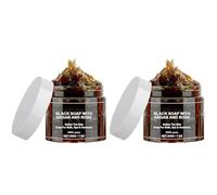 Jabón Negro Marroquí Beldi, Paquete De 2 Jabón Negro Marroquí Hammam Jabón Negro Con Argán Y Rosa Exfoliante Corporal Marroquí Jabón Negro Africano En Barra, Jabón Limpiador E Iluminador, 400 G