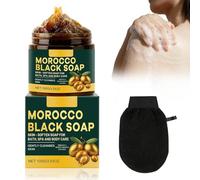 Jabón negro Marruecos Morocco Black Soap con guantes exfoliantes,Jabón negro con aceitunas y rosas,Exfoliante corporal de Marruecos,Jabón negro Morocco orgánico,Jabón hidratante negro para piel suave