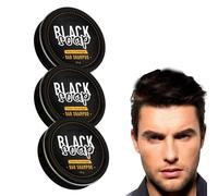 Jabón negro para canas - Jabón en barra para cabello canoso - Champú oscurecedor natural para hombres y mujeres - Champú oscurecedor natural para el cuero cabelludo - Limpieza profunda (3 Cajas)
