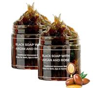 Jabón negro Zawina Marruecos, Jabón negro marroquí Zawina, Exfoliante corporal Zawina Marruecos, Barra de jabón negro africano, Baño dispensador de jabón negro (2 Pcs)