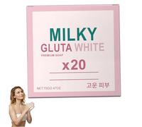 Jabón para blanquear la piel, jabón blanco de glutatión lechoso 20x, glutatión y miel, iluminador, nutritivo, limpieza de la piel, lavado diario suave para rostro y cuerpo para un cuidado suave ter