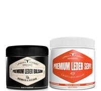 Jabón para cuero y sillín, 500 ml + bálsamo para cuero de 250 ml, con cera de abeja natural como juego de ahorro para el cuidado del cuero, impregnación y limpieza en calidad premium I URBAN FOREST