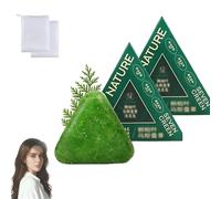 Jabón Para El Cabello Seoulglow Cypress Leaf Hair Soap Nature Triangle Shampoo Bar, Usman Grass Triangle Shampoo Bar, Nature Seven Green Soap hampoo ar (2 unidades)