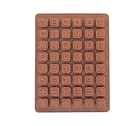 Jabón profesionales 48 letras Números carácter especial cubitos silicona Jabón molde color chocolate Forma (24 * 18 * 1,5 cm)