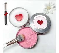 JabóN SóLido 2 En 1 Para Brochas De Maquillaje,Almohadilla De Limpieza De Silicona Para Brochas De Maquillaje Con JabóN,Limpieza Profunda,Herramienta De Limpieza SóLida PortáTil. (#B)