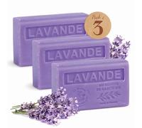 Jabón sólido con aroma a lavanda, enriquecido con manteca de karité | 97% ingredientes naturales - Jabón de lavanda fabricado en Provenza - Jabón hidratante para manos y cuerpo