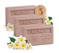 Jabón sólido con aroma a monoide, enriquecido con manteca de karité | Jabón perfumado - 97% ingredientes naturales - Fabricado en Provenza - Jabón hidratante para manos y cuerpo