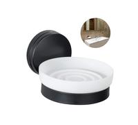 Jabón sólido de Pared - Jabonera de Pared para baño, de plástico y Metal, 13 x 11 x 6 cm, Blanco y Negro