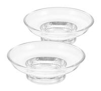 Jabonera, 2 jaboneras de Vidrio Transparente de 4, 25 x 4, 25 x 1, 38 Pulgadas, pequeña Caja de Soporte para Platos de Esponja de Vidrio para Fregadero, baño, Ducha, bañera, contenedor