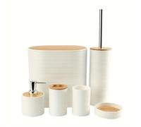 Jabonera BañO 6 unids/Set Set de Accesorios de baño Soporte for Cepillo de Dientes Accesorio de baño Completo for tocador de encimera(White)