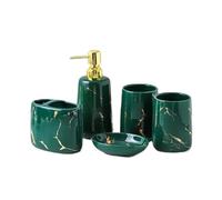 Jabonera BañO Accesorios de baño, Soporte de cerámica for cepillos de Dientes, Taza, jabonera, dispensador de Pasta de Dientes, Bandeja de Almacenamiento for el hogar(Green)