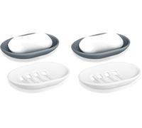 Jabonera Baño de Silicona, 2 Piezas Jabonera con Drenaje Antideslizante, Jaboneras para Pastillas de Jabon para Ducha, Baño, Cocina - Gris y Blanco (Paquete de 2)