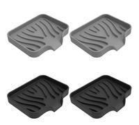 Jabonera Baño Ducha Silicona con Drenaje, 4 Piezas, 2 Negro y 2 Blanco | Antideslizante, Soporte para Pastilla de Jabón y Esponja, Para Cocina
