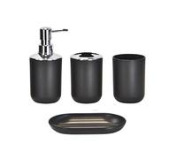Jabonera Baño Juegos De Accesorios Baño Plástico, Cepillo, Jabonera, Dispensador Pasta Dientes, Tapa Abatible, Basura Lavable For(4PCS A)