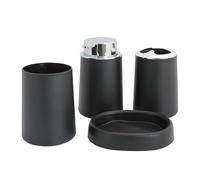 Jabonera Baño Juegos De Accesorios Baño Plástico, Cepillo, Jabonera, Dispensador Pasta Dientes, Tapa Abatible, Basura Lavable For(4PCS E)