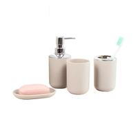 Jabonera Baño Juegos De Accesorios Baño Plástico, Cepillo, Jabonera, Dispensador Pasta Dientes, Tapa Abatible, Basura Lavable For(4PCS D)