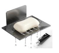 Jabonera Baño Pared Sin Taladro Acero Inoxidable SUS304, PortaJabones Autoadhesivo con Pegamento Líquido de Alta Resistencia (15kg), Soporte con Drenaje para Ducha, Baño y Cocina, Acabado Pulido