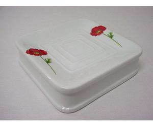 JABONERA BAÑO Plano Borde Porcelana Amapola ROJA