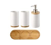 Jabonera BañO Set de Accesorios de baño, dispensador de jabón, Soporte for Cepillo de Dientes, Vaso, Producto de cerámica for el hogar(2Cup1Bottle-white)