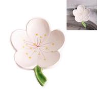 Jabonera Cerámica Creativa para Baño, Flor de Durazno No Estancable y Escurrible en Blanco