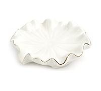 Jabonera con desagüe de cerámica Blanca con Forma de Hoja de Loto para jabón de Barra, Fregadero de Cocina y Ducha de baño