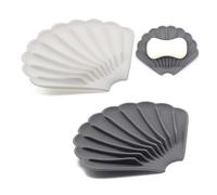 Jabonera con Drenaje, 2 Piezas caja de jabón con forma de concha, Diseño Antideslizante para Baño, Cocina, Ducha, Caja de Jaboneras para el Hogar y el Viaje(Blanca + Gris)