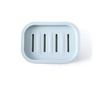 Jabonera cuadrada de plástico para ducha, baño, cocina, fácil limpieza, azul