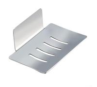 Jabonera de acero inoxidable, 12 x 8,5 x 5 cm, organizador de baño montado en la pared con agujeros de drenaje y respaldo antideslizante para uso doméstico (plata)