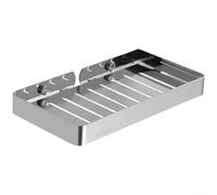 Jabonera de acero inoxidable montada en la pared con agujeros de drenaje, organizador de baño a prueba de óxido para jabón de barra, plateado, 13,5 x 9,5 cm (plateado grande)