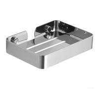 Jabonera de acero inoxidable montada en la pared con agujeros de drenaje, organizador de baño a prueba de óxido para jabón de barra, plateado, 13,5 x 9,5 cm (plateado pequeño)