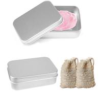 Jabonera de aluminio, 2 unidades de jabón de viaje, jaboneras con rejilla de goteo, lata de jabón de viaje, resistente al agua y 2 bolsas de jabón para casa o de viaje