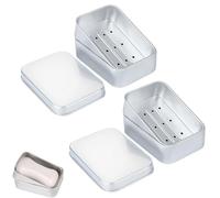 Jabonera de aluminio DWFEYOI, juego de 2 jaboneras de viaje con escurridor, jabonera, contenedor de jabón de 3 piezas para el hogar, viajes y camping