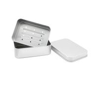 Jabonera de aluminio, jaboneras con rejilla de goteo, pequeña caja de jabón impermeable, para casa, viajes, camping, 9,2 x 6,2 x 2,6 cm (interior)