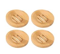 Jabonera de bambú escurrible, fácil de limpiar, jabonera de cocina y cuarto de baño, Dia 8 cm, 4 piezas