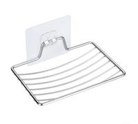 Jabonera de baño de acero inoxidable montado en la pared con diseño de malla no perforada para un fácil drenaje y almacenamiento de desorden en azulejos y vidrio (plata 2)