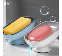 Jabonera de baño , soporte de jabón con drenaje para encimera con ventosas, almacenamiento para jabones de pastilla redondos, cuadrados y grandes, sin - Empaque multicolor, color aleatorio