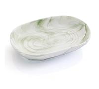 Jabonera de cerámica, 12,5 × 8,3 × 2,2 cm, antideslizante, ovalada, mármol, jabonera para lavabo, jabonera para baño, ducha y cocina (verde)