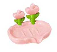 Jabonera de cerámica de corazón a corazón, autodrenante, jabonera decorativa, 1 pieza Qmv547 (14,5 x 11 x 3 cm)