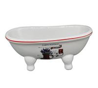 Jabonera de Cerámica Forma de Bañera, Diseño Drenante para Baño | Mini Bañera en Color Claro, para Lavadero y Aseo, Mantiene el Jabón Seco, Soporte Decorativo