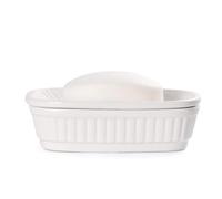 Jabonera de cerámica, Soporte de jabón autodrenante, Soporte de jabón de Barra de Doble Capa, jaboneras de Drenaje Blanco para baño, Ducha, Cocina, Estilo Vintage Minimalista, Mantiene el jabón seco,