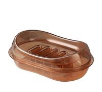 Jabonera de encimera Simple Barra de plástico Jabonera con Estuche de jabón de Drenaje Contenedor de jabón de Doble Capa con Bandeja de Agua Fácil de Lavar(Orange)